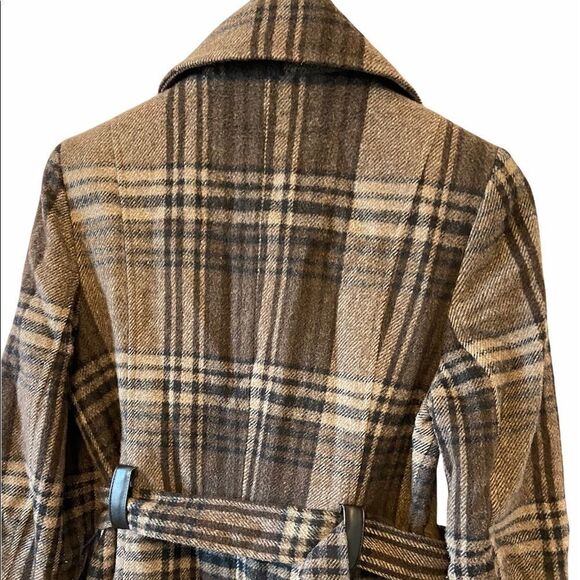 NOVELTI Juniors Brown Plaid Wool Blend Button Coat - Picture 4 of 8